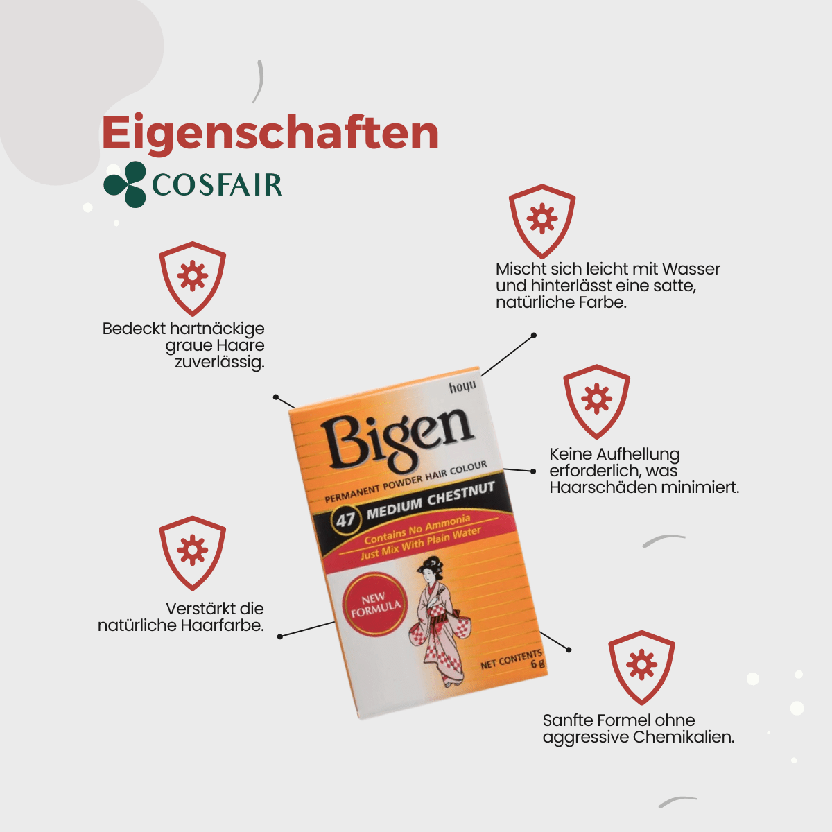 Bigen Permanent Powder Hair Colour 47 - Medium Chestnut - CosFair GmbH