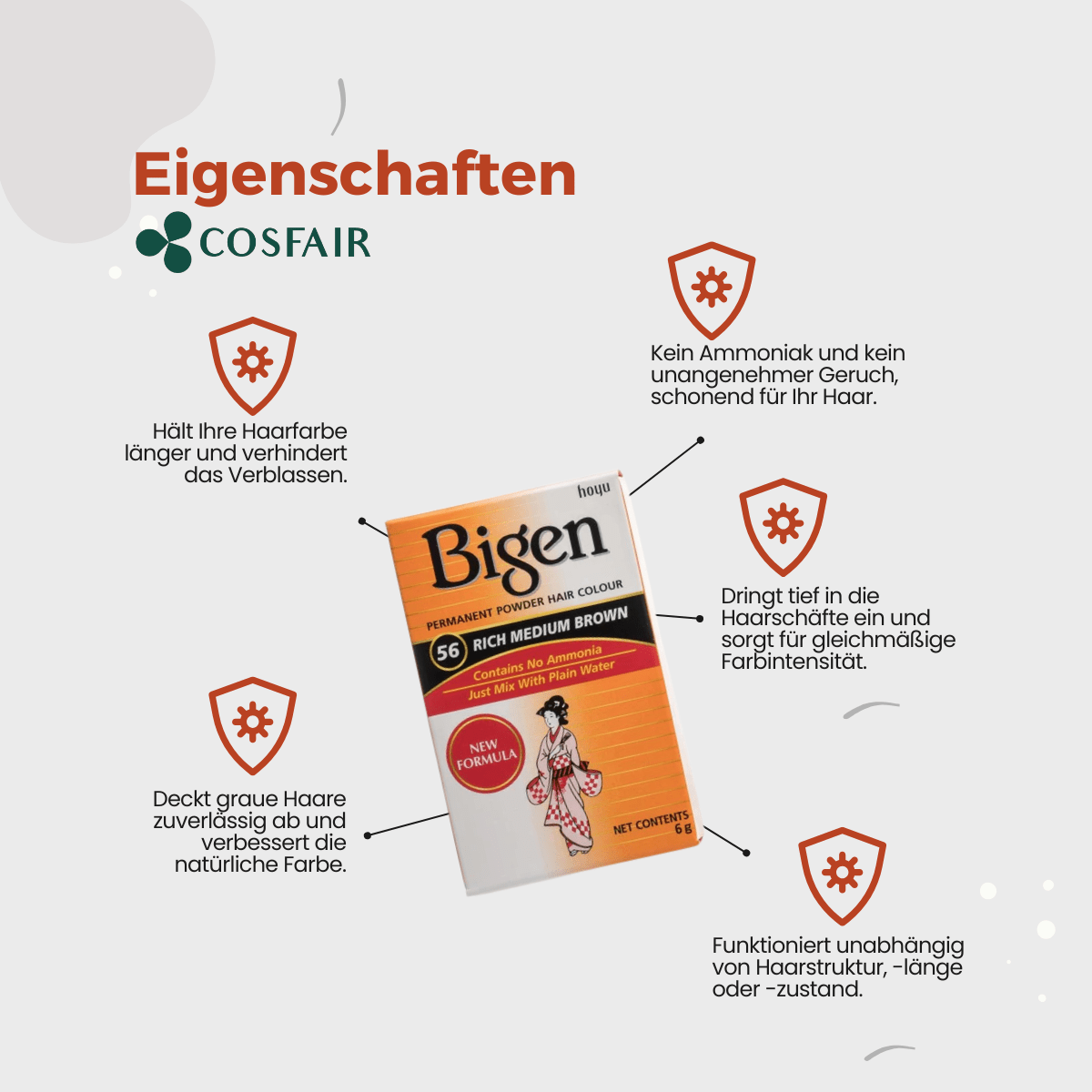 Bigen Permanent Powder Hair Colour 56 - Rich Medium Brown - CosFair GmbH