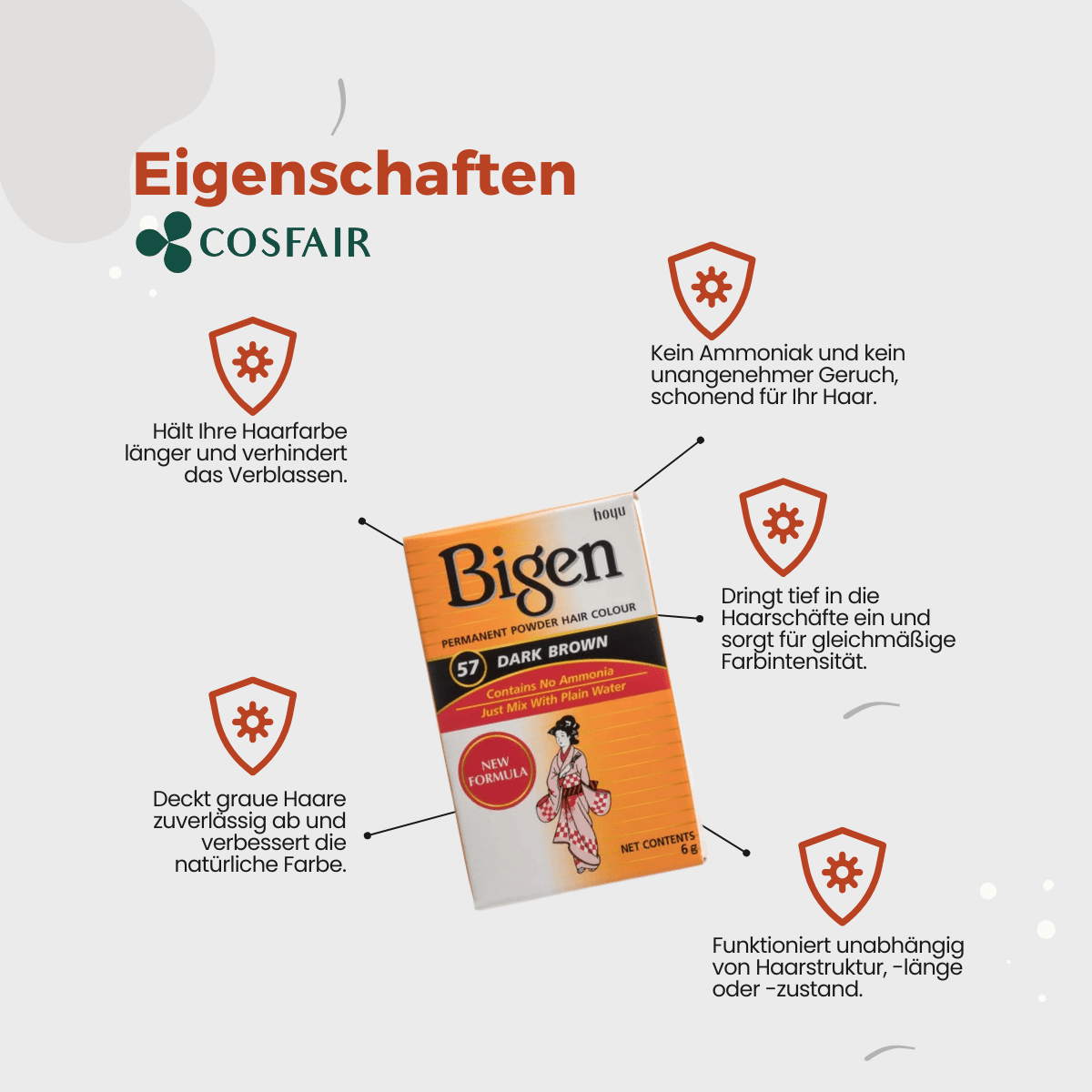 Bigen Permanent Powder Hair Colour 57 - Dark Brown - CosFair GmbH