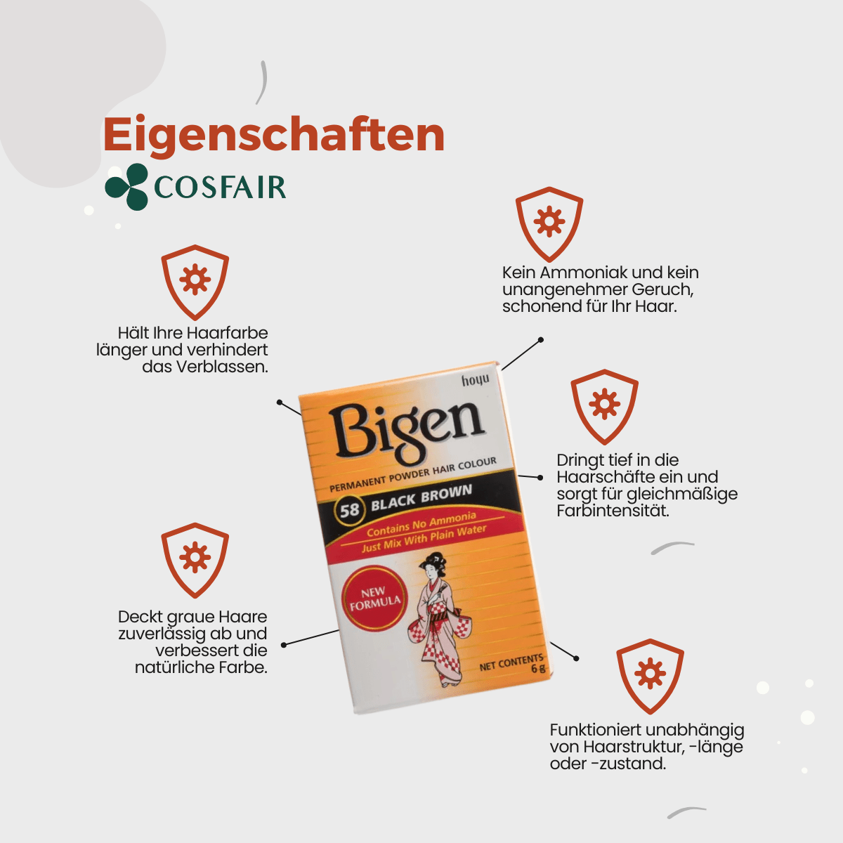 Bigen Permanent Powder Hair Colour 58 - Black Brown - CosFair GmbH