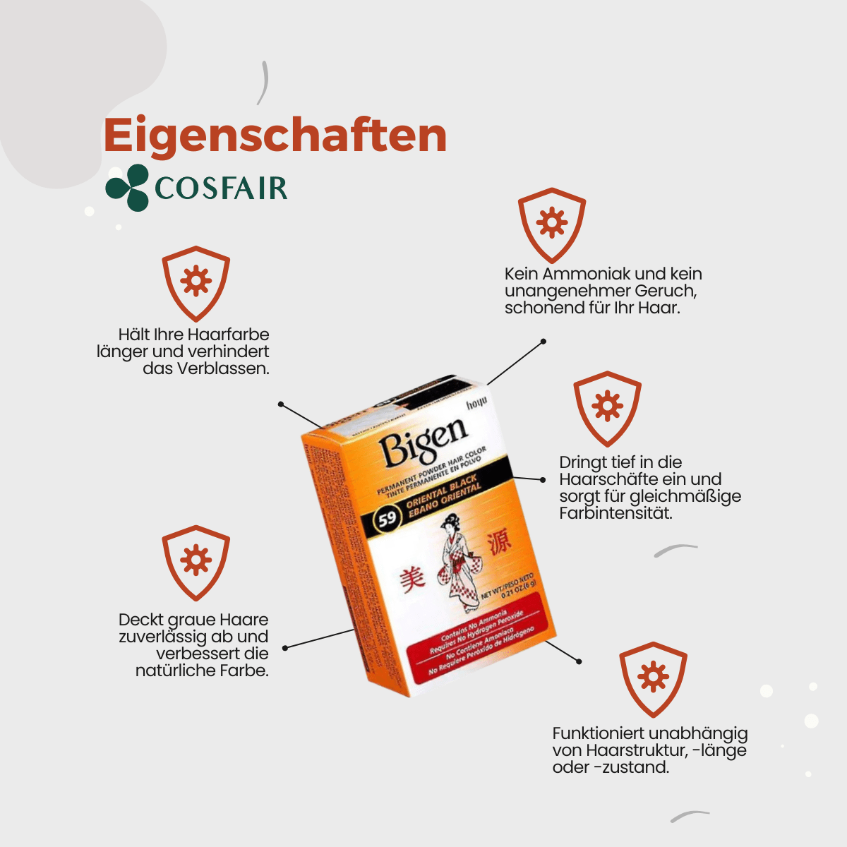 Bigen Permanent Powder Hair Colour 59 Oriental Black - CosFair GmbH