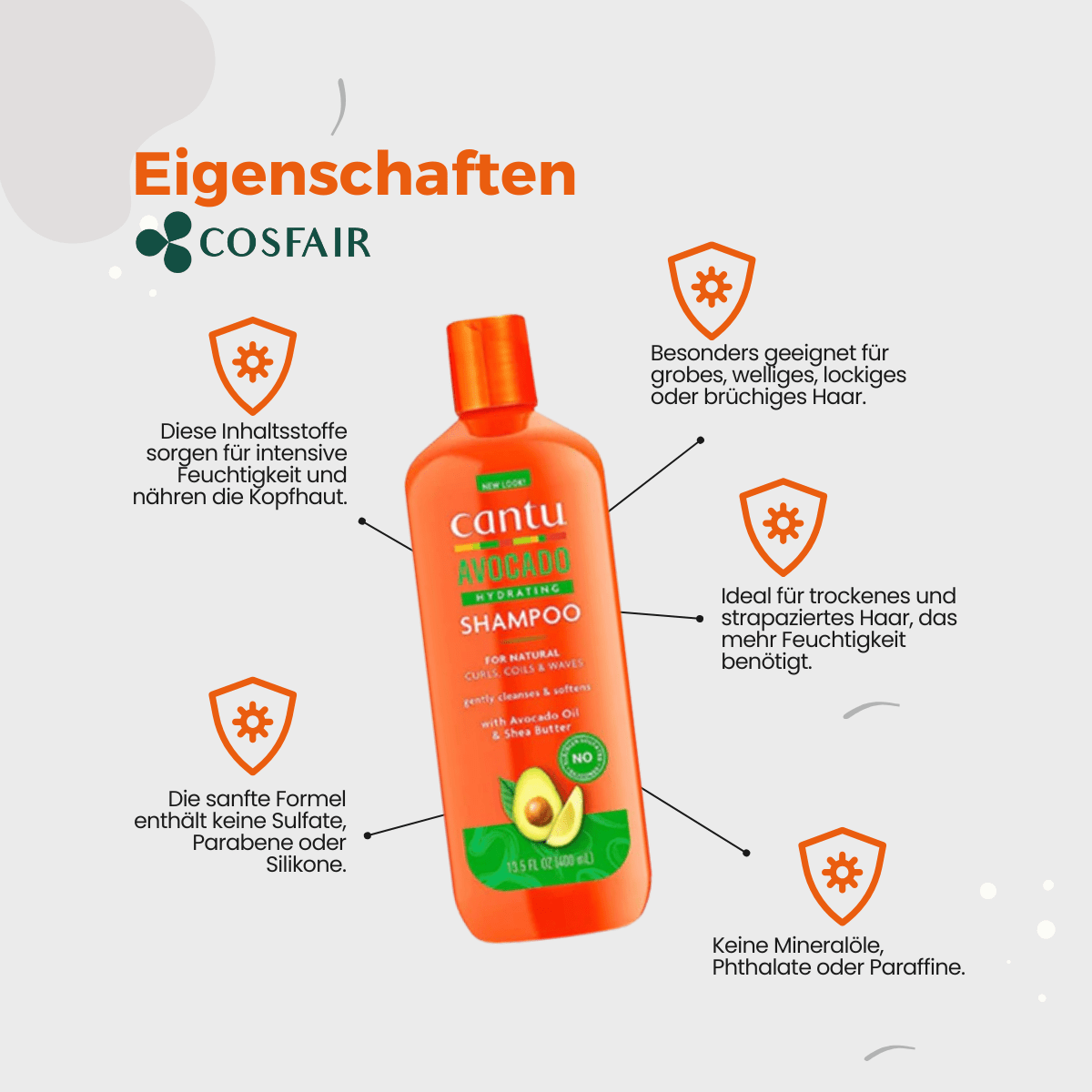 Cantu Avocado Hydrating Shampoo 400ml - CosFair GmbH