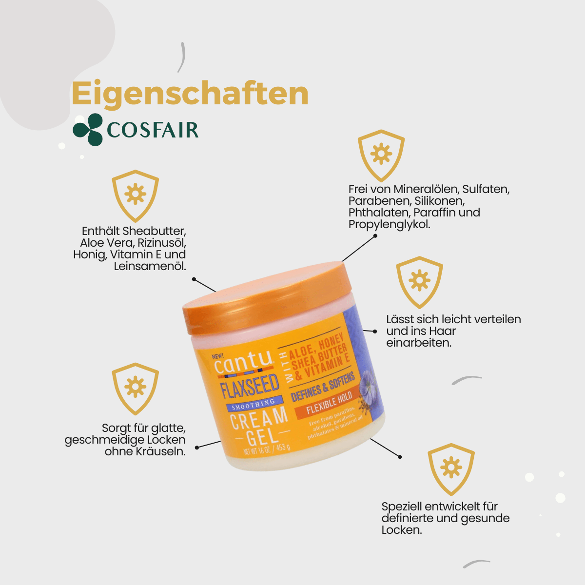 Cantu Flaxseed Smoothing Cream Gel 453g - CosFair GmbH