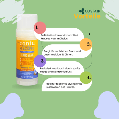Cantu Flaxseed Smoothing Hair Wax Strong Hold 56 g - CosFair GmbH