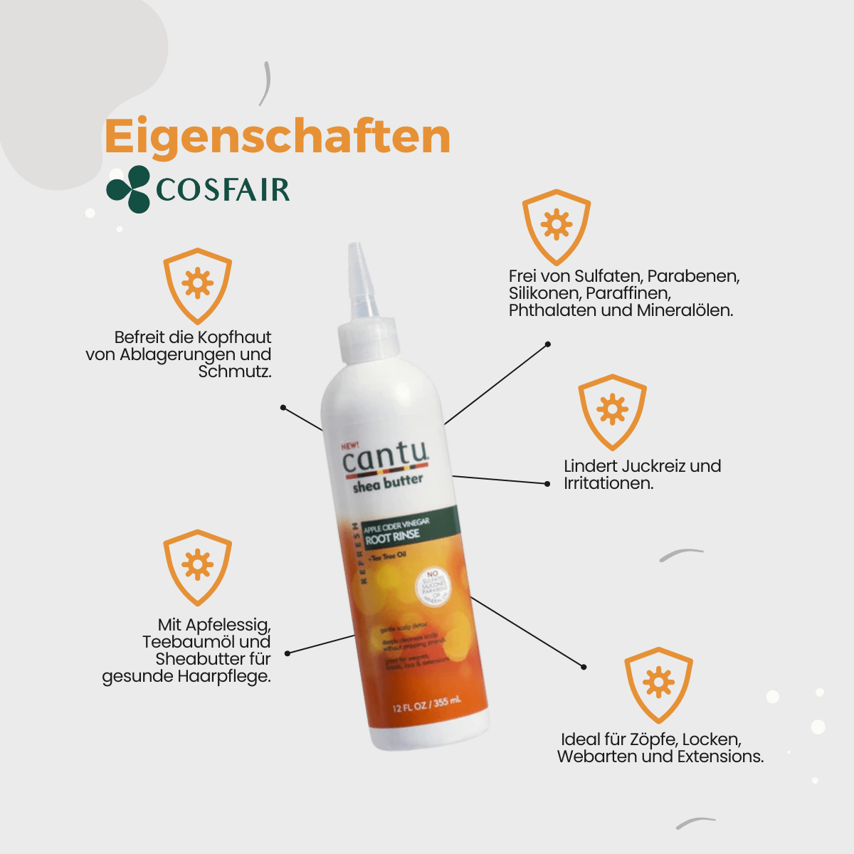 Cantu Shea Butter Apple Cider Vinegar Root Rinse + Tea Tree Oil 355ml - CosFair GmbH