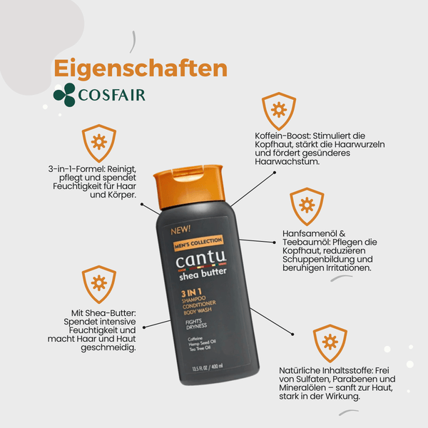 Cantu Shea Butter Men's Collection 3 - In - 1 Shampoo Conditioner Body Wash - CosFair GmbH