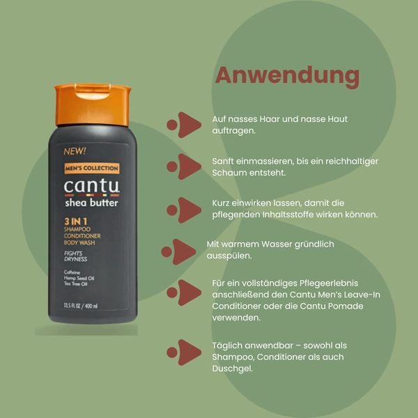 Cantu Shea Butter Men's Collection 3 - In - 1 Shampoo Conditioner Body Wash - CosFair GmbH