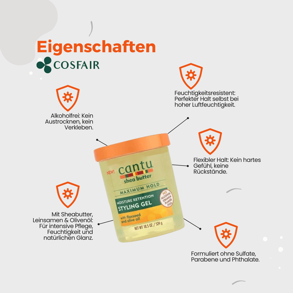 Cantu Shea Butter Moisture Styling Gel Flaxseed & Olive Oil 524g - CosFair GmbH