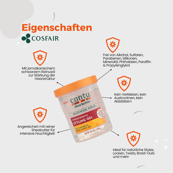Cantu Shea Butter Styling Gel Jamaican Black Castor Oil 524g - CosFair GmbH