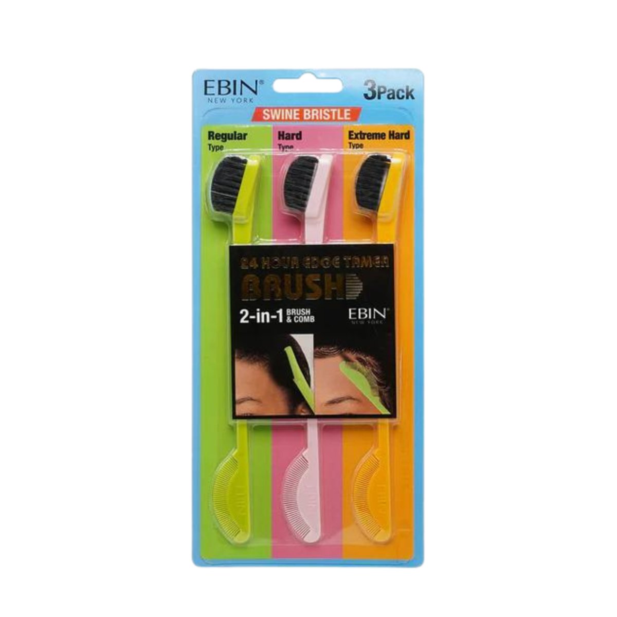 Ebin New York 24 Hour Edge Tamer Brush & Comb - 3Pack - CosFair GmbH