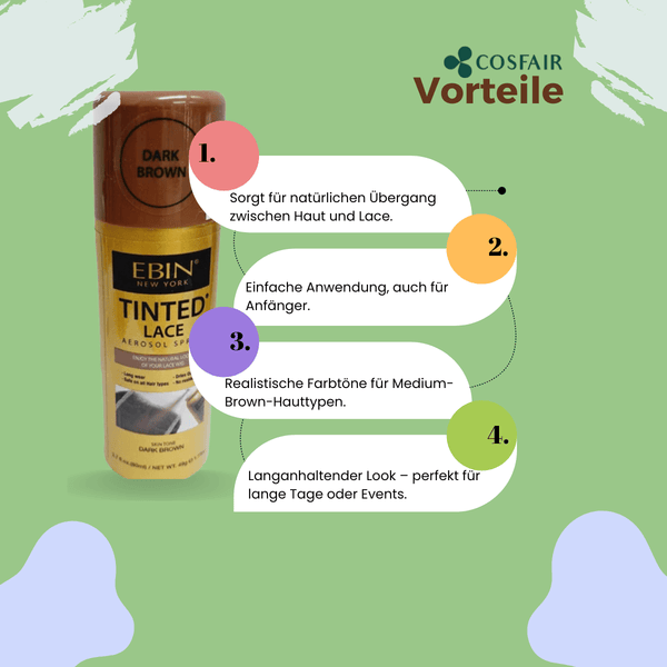 Ebin New York Tinted Lace Aerosol Spray Medium Brown 49 g - CosFair GmbH