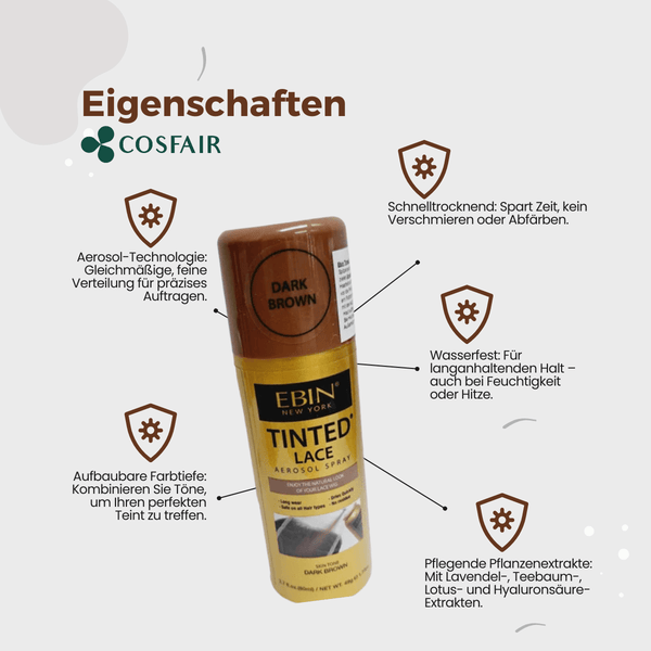 Ebin New York Tinted Lace Aerosol Spray Medium Brown 49 g - CosFair GmbH