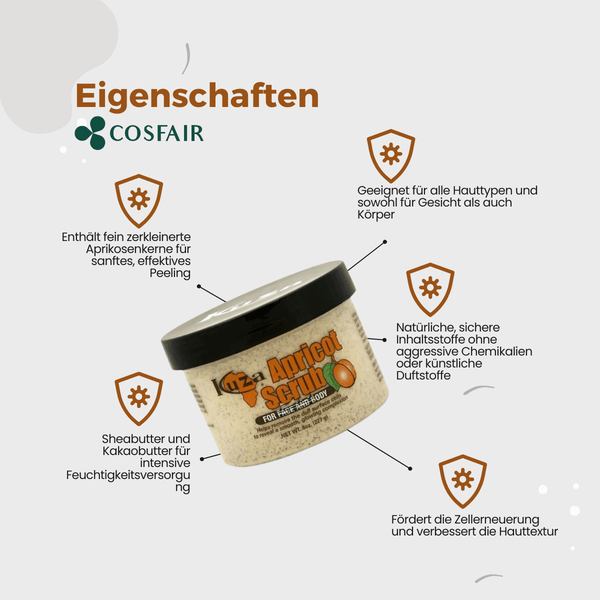 Kuza Apricot Scrub for Face & Body 227 g - CosFair GmbH