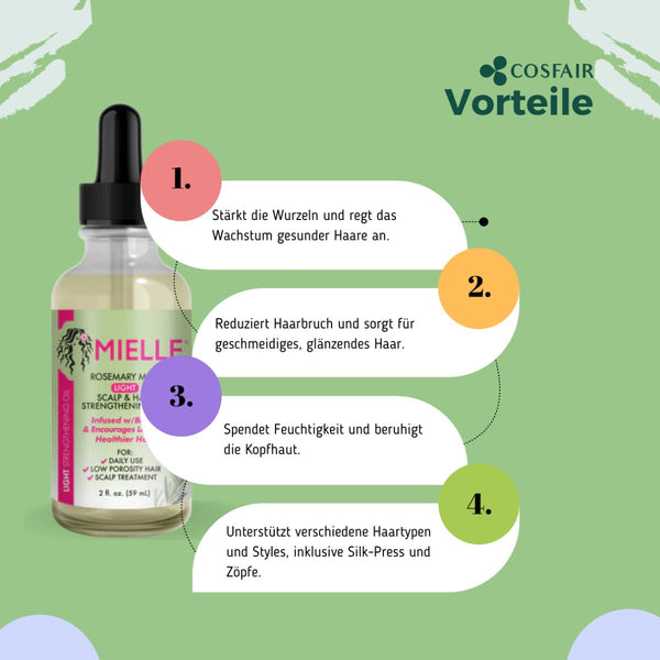 Mielle Rosemary Mint Light Scalp &amp; Hair Strengthening Oil 59ml - CosFair GmbH