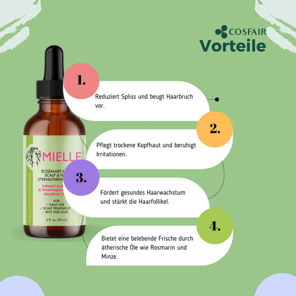 Mielle Rosemary Mint Oil Scalp &amp; Hair Strengthening Oil 59ml - CosFair GmbH