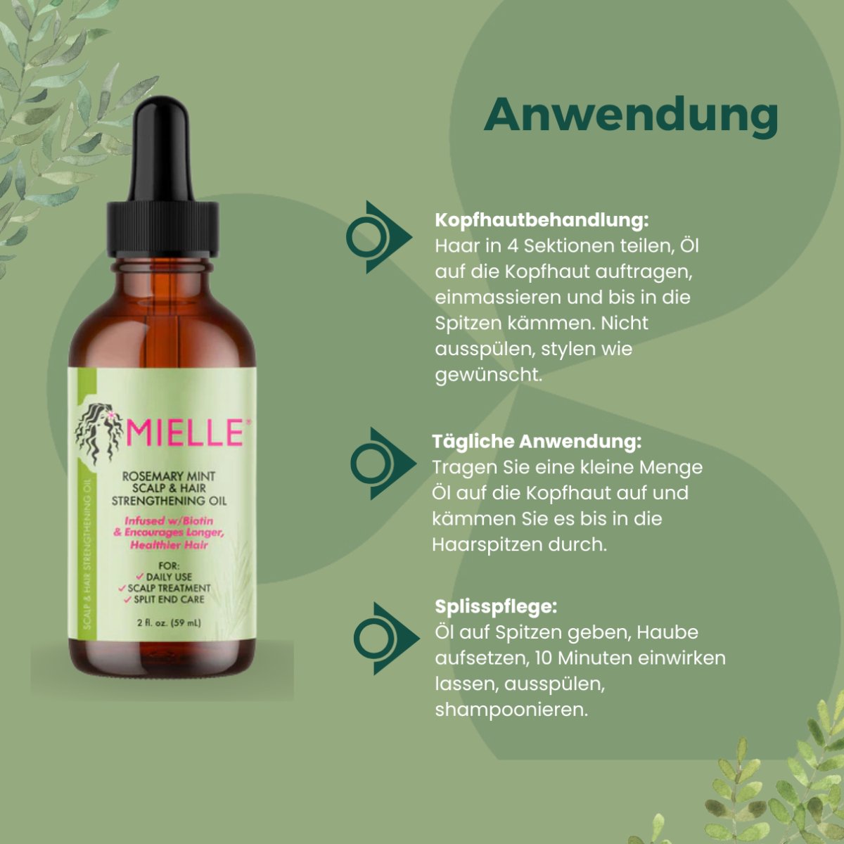 Mielle Rosemary Mint Oil Scalp &amp; Hair Strengthening Oil 59ml - CosFair GmbH