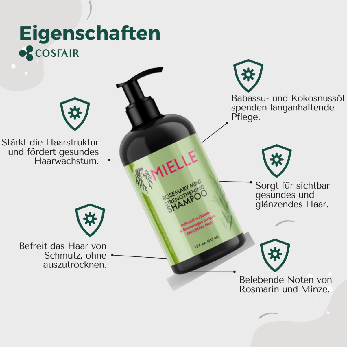 Mielle Rosemary Mint Strengthening Shampoo 355ml - CosFair GmbH