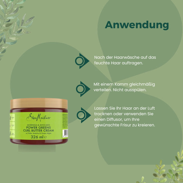 Shea Moisture Moringa &amp; Avocado Power Greens Curl Butter Cream 326ml - CosFair GmbH
