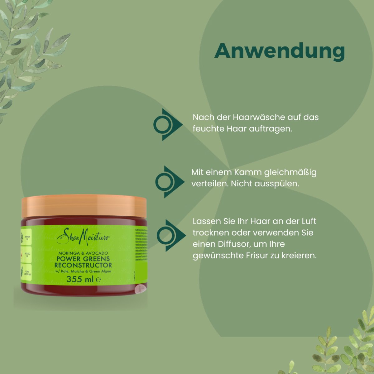 Shea Moisture Moringa &amp; Avocado Power Greens Reconstructor 355ml - CosFair GmbH