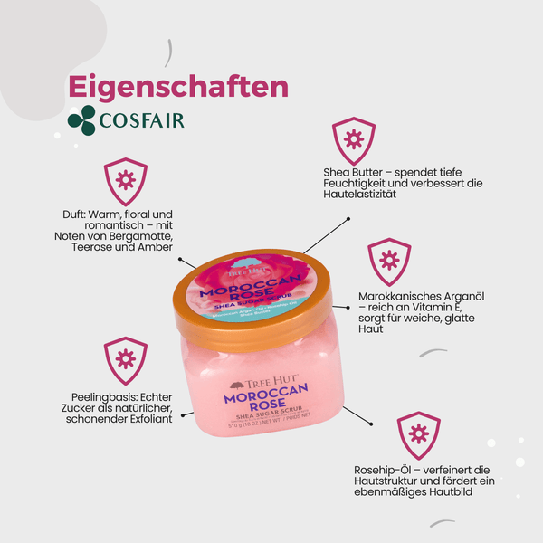 Tree Hut Moroccan Rose Shea Sugar Scrub – 510 g - CosFair GmbH