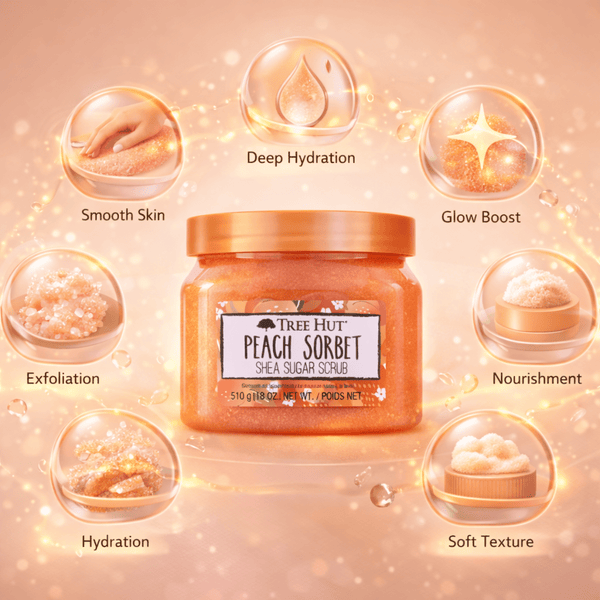 Tree Hut Peach Sorbet Shea Sugar Scrub - 510 g - CosFair GmbH